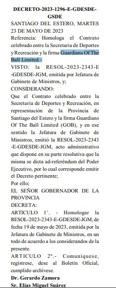 Te lo dije se vino. El gobernador Zamora contrato a la empresa del Santiagueño, que cobra las regalias de la AFA,