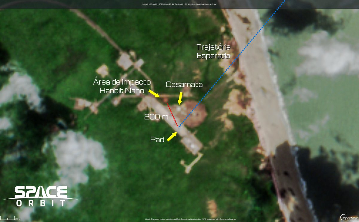 PallottaPedro's tweet image. URGENTE! CRATERA DE IMPACTO DO FOGUETE DE ALCÂNTARA IDENTIFICADA!
O Space Orbit analisou as imagens de satélite pós lançamento do Hanbit-Nano e conseguiu notar uma grande clareira de cerca de 1300 metros quadrados aberta devido ao impacto.
A maior preocupação aqui é que a…