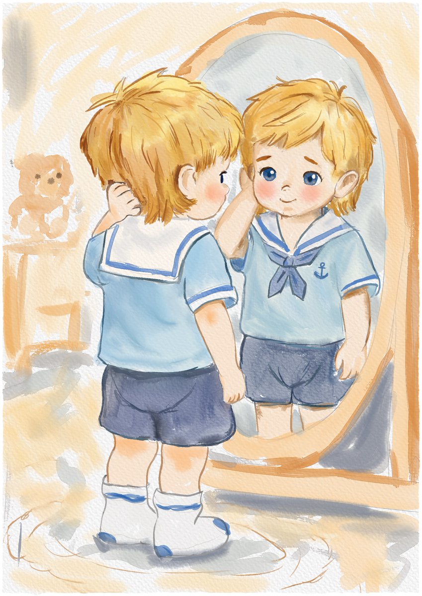 Sailor collar. Tiny anchor on my chest. Puffy shorts that hide nothing.
A waddling duckling in a "First Day of Preschool" photo.
Crinkle, crinkle, crinkle.
New post on Tony's New Life Channel (link in bio and I'm  tried new style)
#tonysnewlife #ageregression #agere #littlespace