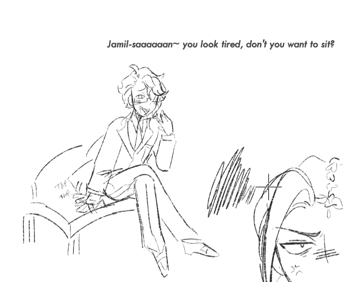 Jamil actually wanted to sit down but its like when you see someone in the kitchen before you