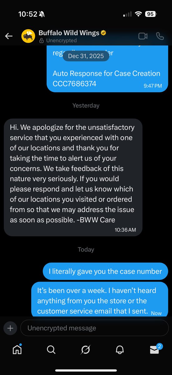RizzlerDiddler's tweet photo. Been over a week and still no response! @BWWings #worstcustomerservice #badfood #badwings https://t.co/6Ci83vAPvY