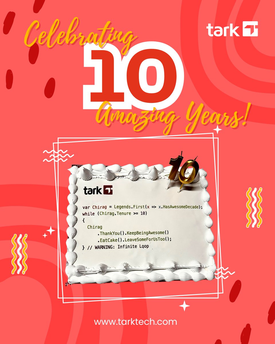 TarkTech's tweet photo. 10 years. One journey. Countless contributions.  

Thank you, Chirag, for being a strong pillar of Tark Technologies for the past decade. Your professionalism and perseverance truly reflect the values we stand for. Here’s to many more milestones together.

#Tark #Tarktech https://t.co/rJqsAYeTWF