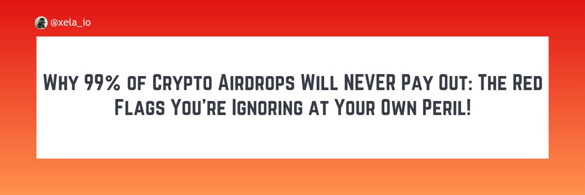 90% of “airdrops” on your timeline will never pay you.

Here are the red flags I use before touching any project 👇

🚩 No real token utility

If the token has no clear role in governance, fees, security, or coordination
then distribution is just marketing, not value creation.