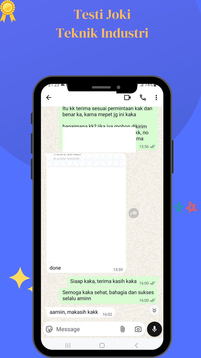 JokiZafa's tweet photo. Besti yuhu, testi joki tugas teknik industri lagi best, yok yang mau dibantu tugas hingga ujiannya dari berbagai jurusan, buruan wa (085150966930) best, harga terbaik, cepat dan terpercaya
#zonauang #zonajajan #testijoki https://t.co/PfWQNIb5Kz