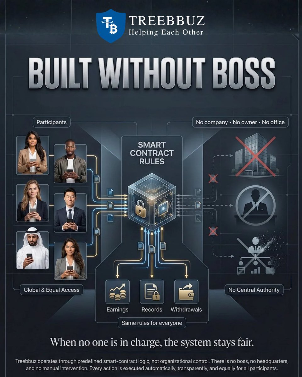 TreeBuz's tweet photo. When no one is in charge, the system stays fair. ⚖️
With #Treebbuz, there is no central authority—just code, transparency, and global access for all. Built without a boss, designed for the people. 🌐
join Treebbuz now🚀
https://t.co/xzSucWYLQZ
#DeFi #Blockchain #Transparency https://t.co/qineqRKslU