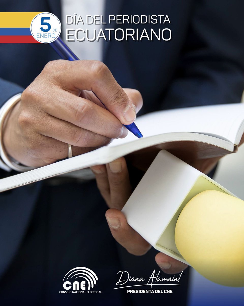 Hoy reconocemos a quienes ejercen el periodismo con ética, valentía y compromiso con la verdad. Su labor fortalece la transparencia, el debate democrático y el derecho ciudadano a estar informado.

Feliz #DíaDelPeriodistaEcuatoriano 🇪🇨✍🏽