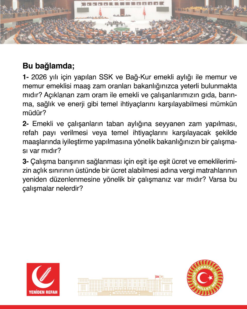 Memur, memur emeklisi ile SSK ve BAĞ-KUR emeklisi aylığına yapılacak zam oranlarına yönelik yazılı soru önergemiz Genel Başkan Yardımcımız ve İstanbul Milletvekilimiz Doğan Bekin tarafından TBMM’ye sunulmuştur.