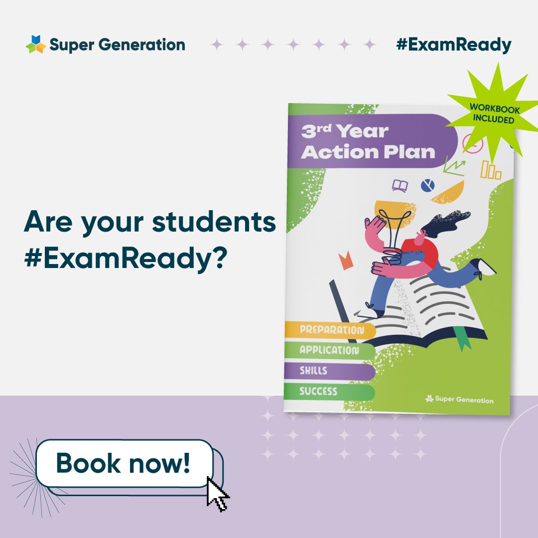 SuperGeneration's tweet photo. Mock exams aren’t just a test of knowledge, they’re a test of how to study. Give them the support that sets them up for Junior Cert success. 💡🧠 #studyskills https://t.co/rzYCpA7NOt