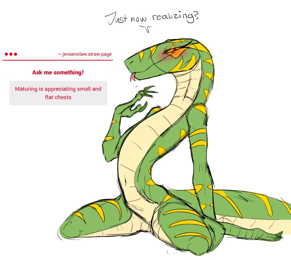 btw this is her older design! Less of a snake and more… Dragon persay.

old.                                                         new