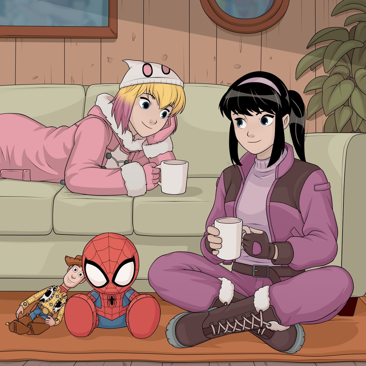 KimKai_Drawings's tweet photo. Hey everyone! This is my first post of the year! Gwenpool went skiing with her friend Kate Bishop. They're at their cabin now, drinking hot chocolate. I also added some references, which I love doing in my drawings. I hope you like it!

#gwenpool #katebishop #gurihiru #hawkeye #WINTER #spiderman #woody #ToyStory #TOYSTORY5