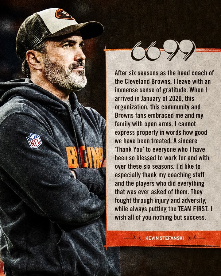 CLEsportsTalk's tweet photo. Beautiful Statement from HC Kevin Stefanski. Thanks for all of the good memories. We wish you the best of luck with your future endeavors here at Cleveland Sports Talk! https://t.co/ZCtb61cFwO