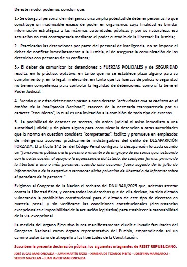 GorilasRepublic's tweet image. Nuestra declaración pública en relación al DNU 941/2025 modificatorio de la Ley de Inteligencia Nacional #JavierMileiHabilitaLaDesapariciónForzada