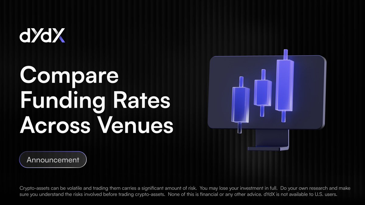 Introducing the dYdX Funding Rate Dashboard. Built to help traders compare  rates across venues and identify yield and arbitrage opportunities 📈  Explore now ➡️ https://t.co/pBNXvgoU3m