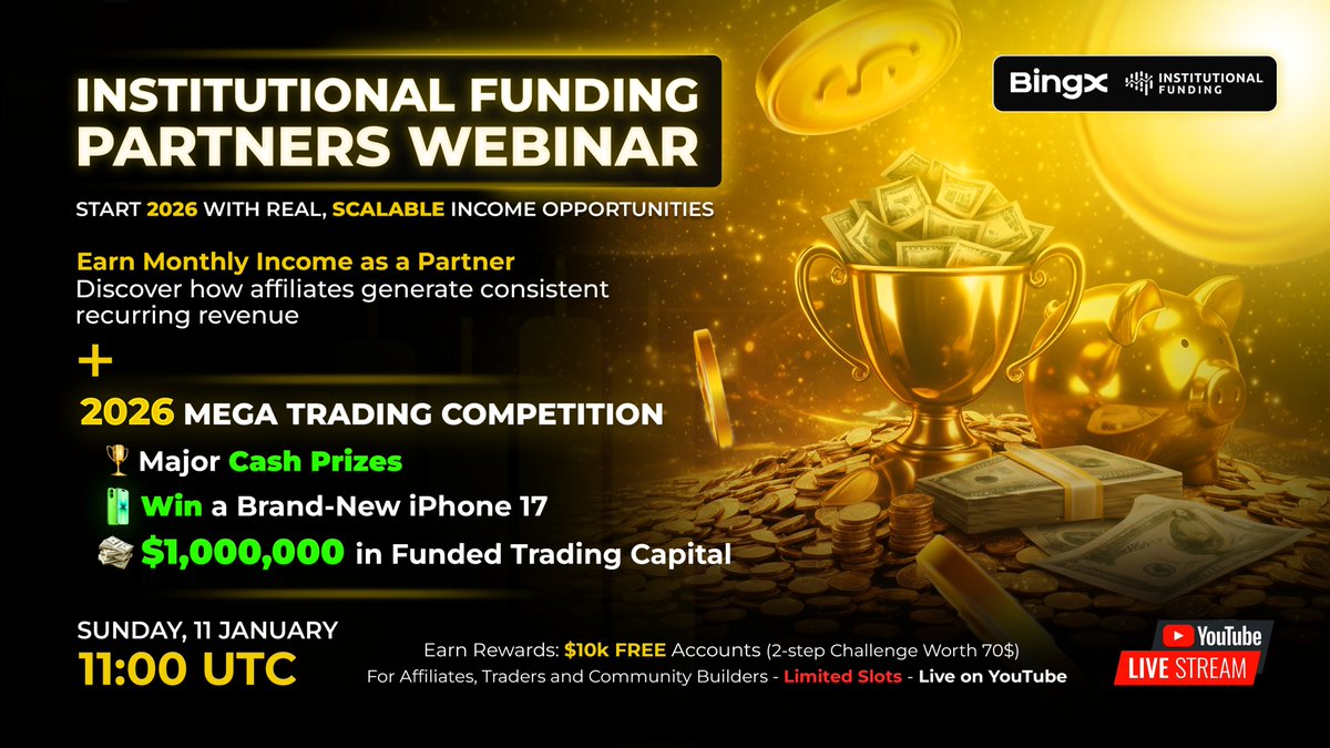 InstFunding's tweet image. 💥 INSTITUTIONAL FUNDING PARTNERS WEBINAR 

Start 2026 the smart way: with real, scalable income opportunities.

👉 Register &amp;amp; learn more:
🔗affiliates.institutional-funding.com

This Sunday, we’re hosting our first-ever Institutional Funding Partners Webinar, created for affiliates, traders,…