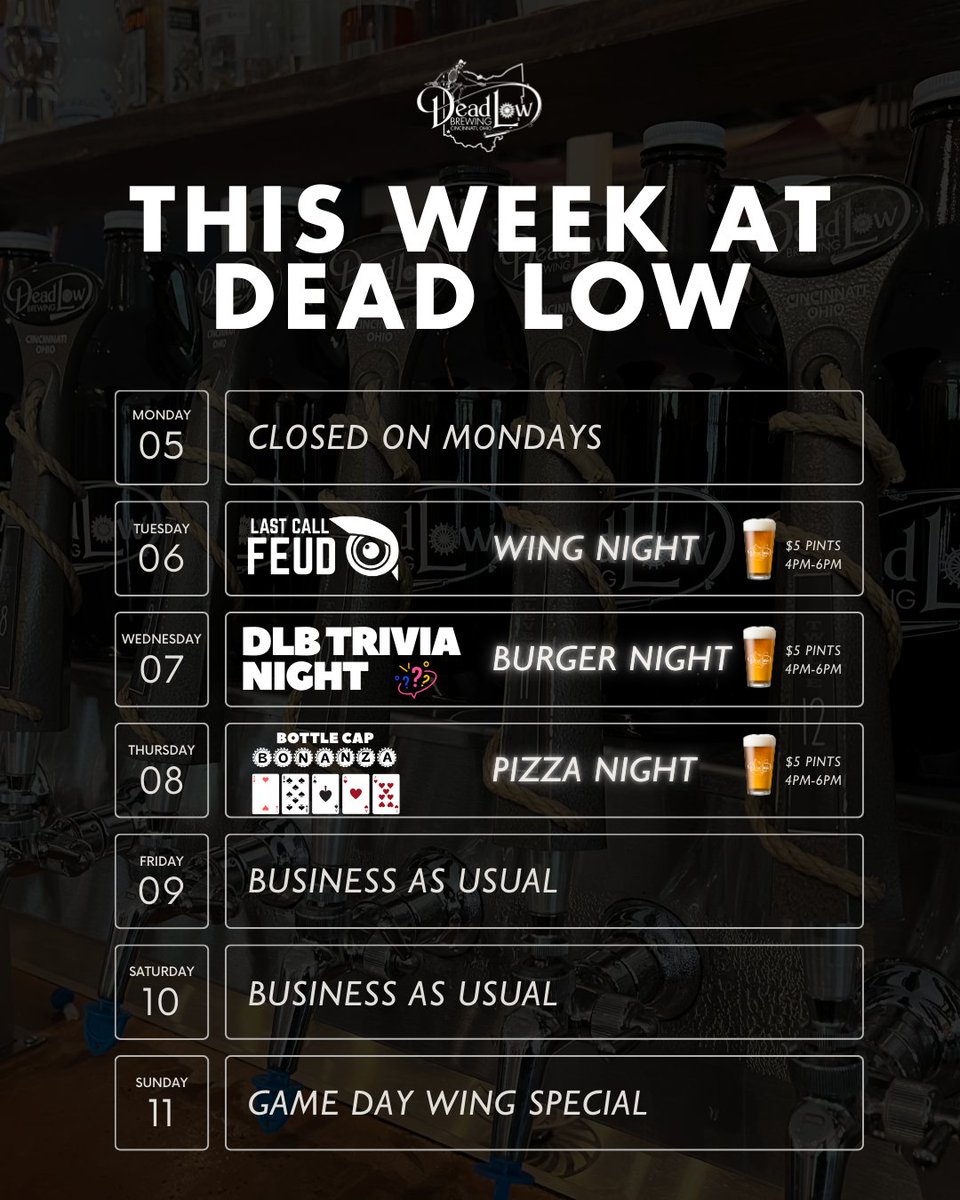 Join us this week at Dead Low! 🍻