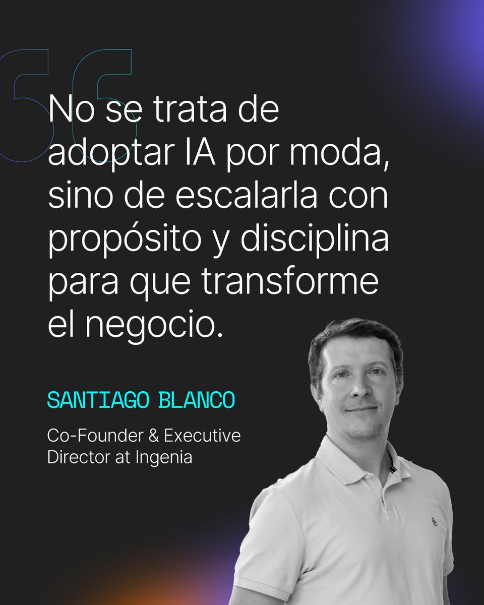 En Ingenia brindamos un conjunto de soluciones que facilitan la adopción de IA en organizaciones de diversas industrias. En esta columna, Santiago Blanco te cuenta cómo integrar nuevas tecnologías en tu negocio y cómo lo llevamos a cabo:  bit.ly/IAconproposito