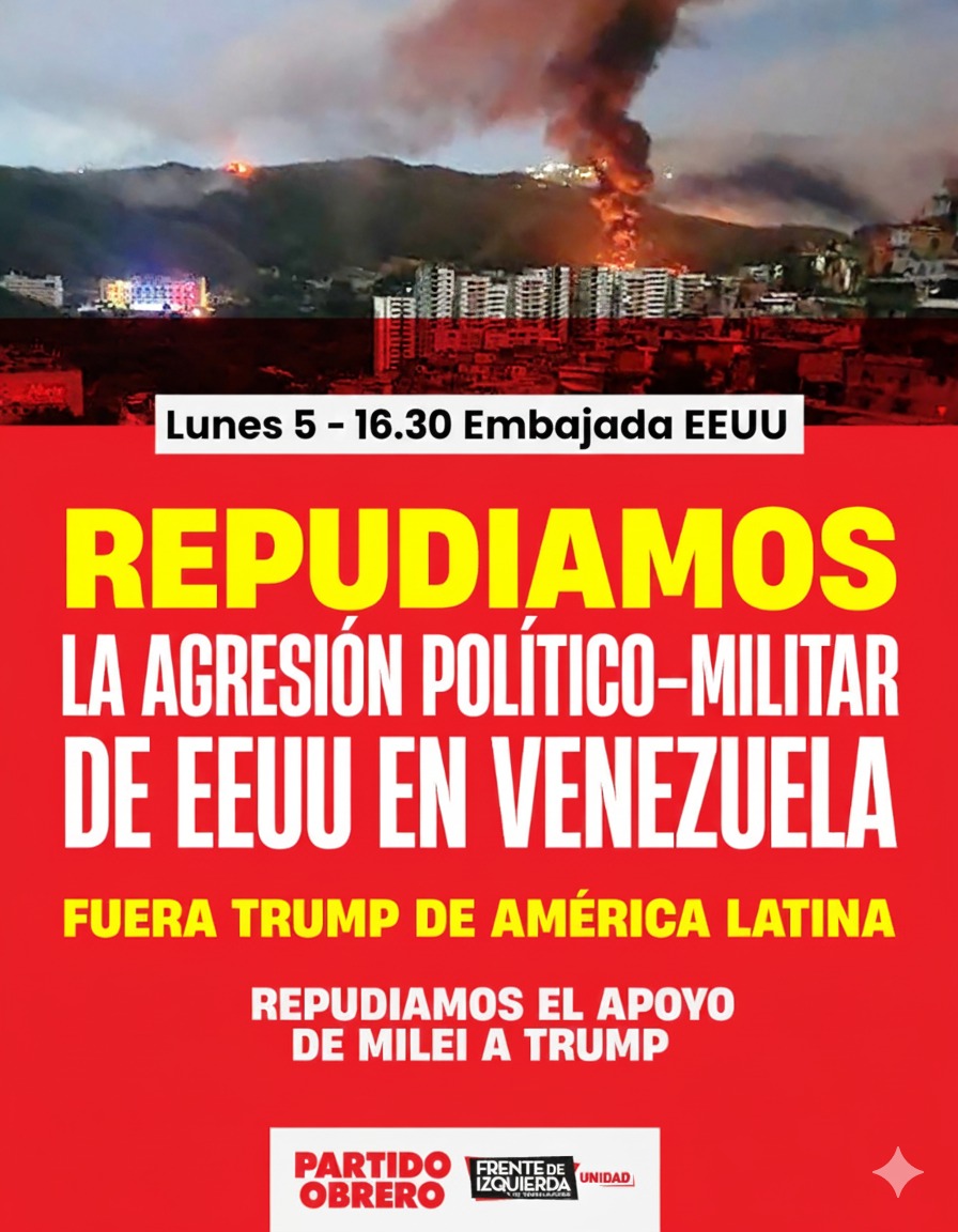 Sigue la movilización en Argentina, contra el ataque de EEUU en Venezuela. Hoy todos a la embajada. 
#FueraTrump