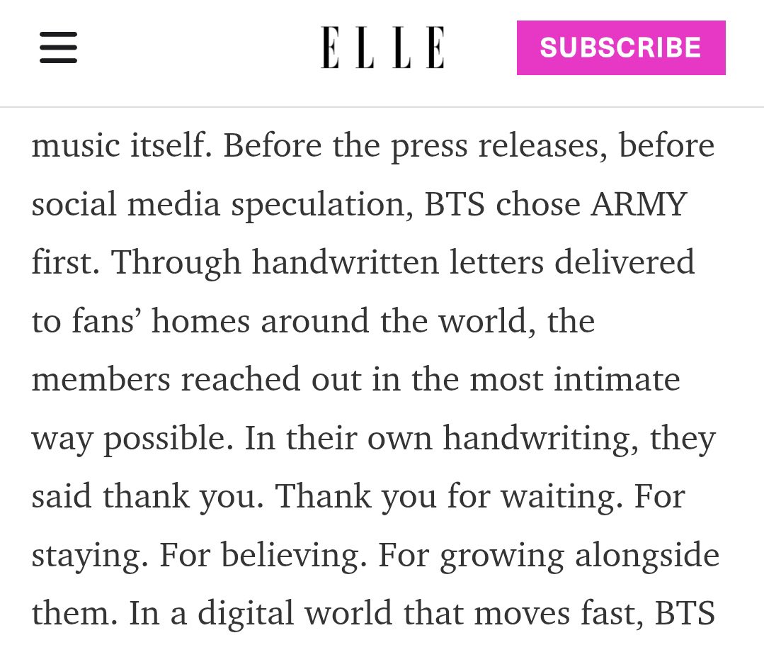 "Antes de los comunicados de prensa, antes de la especulación en redes sociales, BTS eligió a ARMY primero." 

"Con su propia letra, les dijeron gracias. Gracias por esperar. Por quedarse. Por creer. Por crecer junto a ellos." 

ESTO ES ABSOLUTAMENTE HERMOSO, TODOS LLORAMOS😭💜
