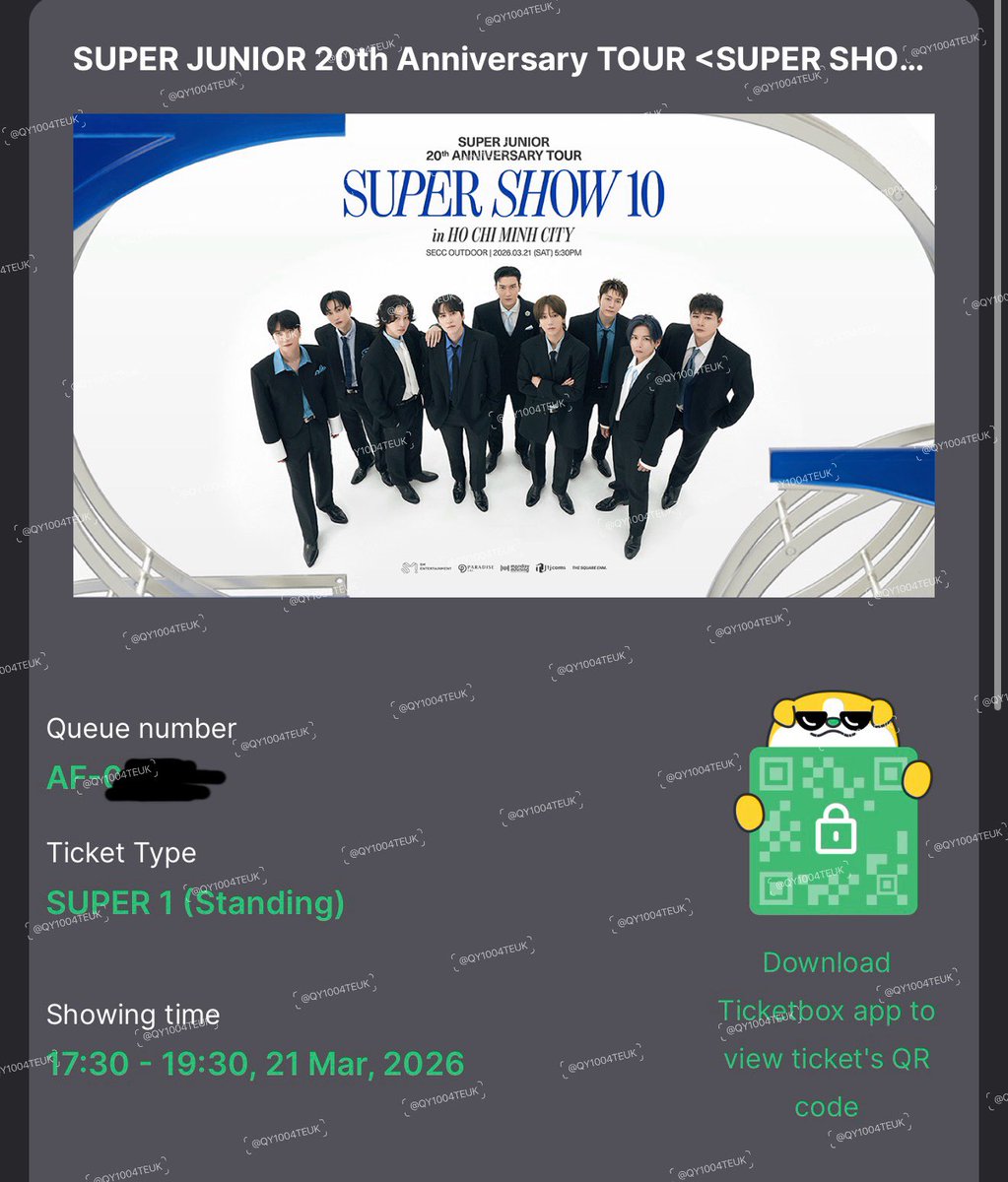 WTS - WANT TO SELL Super Junior SS10 in HoChiMinh 1 ticket only - Super 1  🔥 Weverse presale ticket 💸 Original Price- WisePayment MYR/SGD ok  💺AF-08X Dm for claim! #ss10invietnam #ss10inHCM