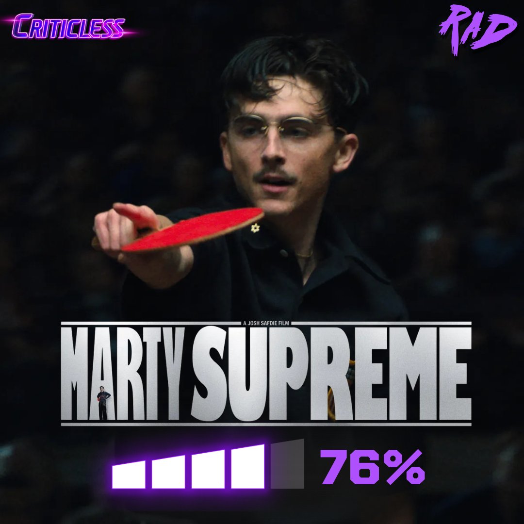 Criticless_inc's tweet image. Timothée Chalamet goes full beast mode as Marty Mauser in Josh Safdie's chaotic ping-pong epic Marty Supreme — a relentless 1950s hustler chasing greatness in a sport nobody takes seriously. Loosely inspired by table tennis legend Marty Reisman, it's a frenetic ride of ambition,…