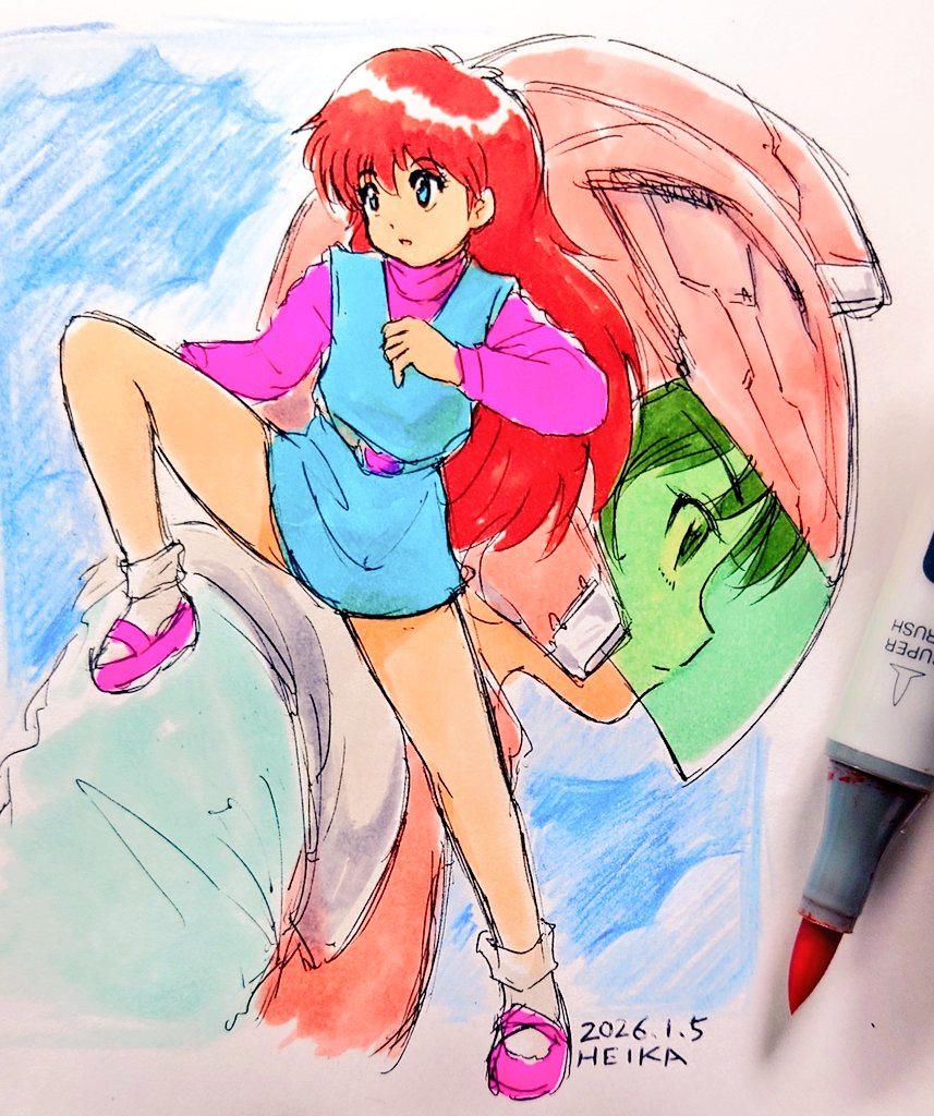 「今年の抱負は「タイムラインで見かけた女の子キャラを月に10枚は描いて深夜にコッソ」|ヘイカのイラスト