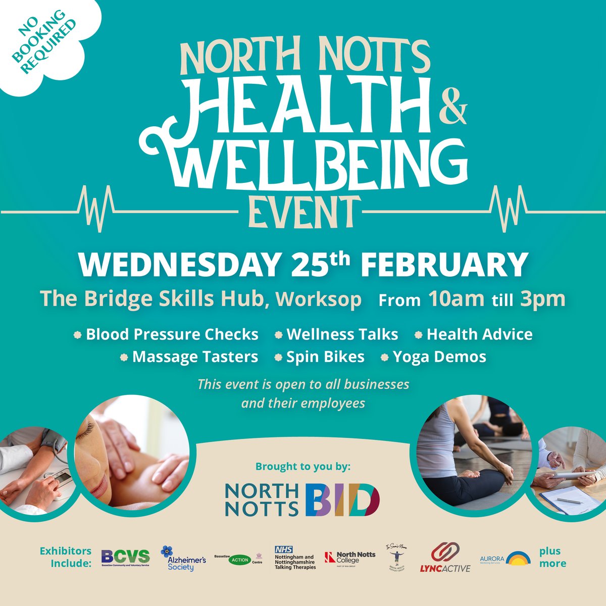 📅 Save the Date | North Notts Health &amp; Wellbeing Event

Join us on Wednesday 25th February, 10am – 3pm at The Bridge Skills Hub, Worksop, for our free Health &amp; Wellbeing Event.