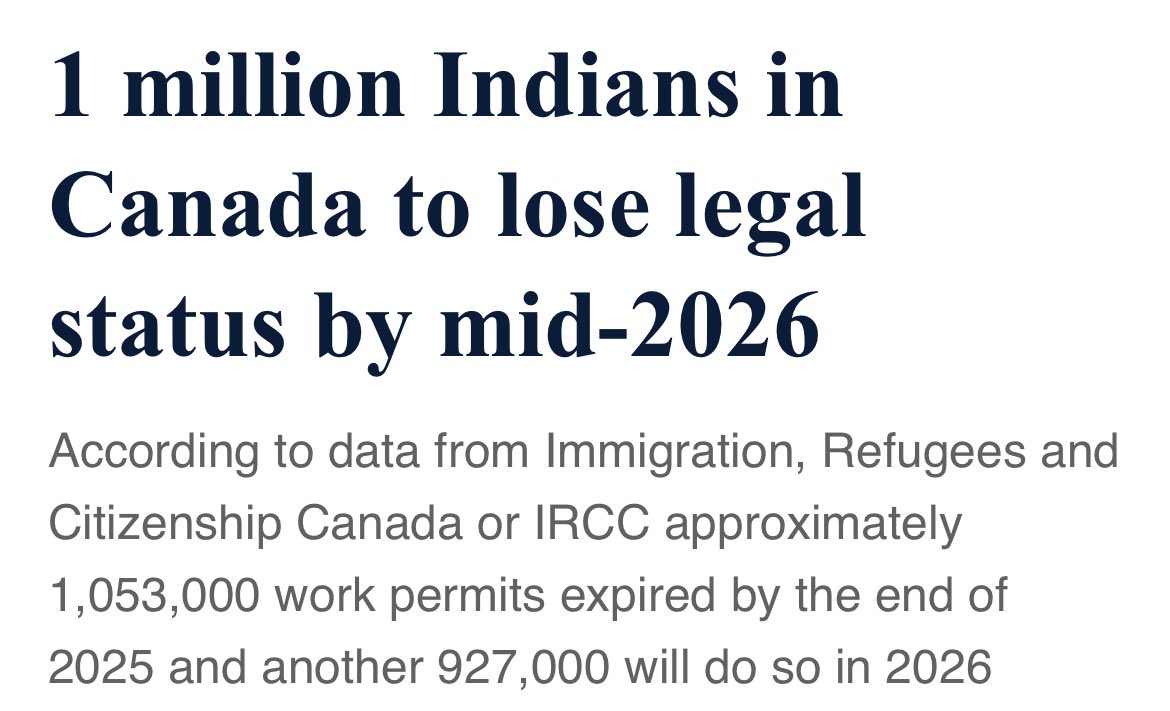 ManyBeenRinsed's tweet image. 1 million Indians about 2 lose their work permits in 🇨🇦. 

The Canadian economy is in trouble. 

Hundreds of thousands of small business will fail in Canada alongside a faltering economy &amp;amp; home prices. 

Y’all wanted this.

Can’t wait to hear ppl say they still can’t find a job.