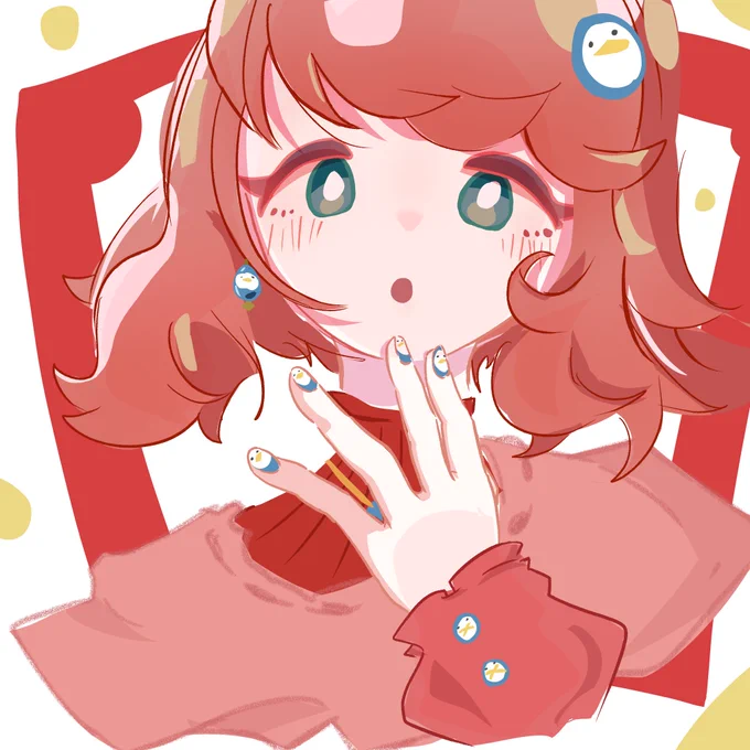 なんかやたら筆が乗ってますなという事で、勢いで描いた「変なペンギンのネイルをすべての爪にしているお姉さん」