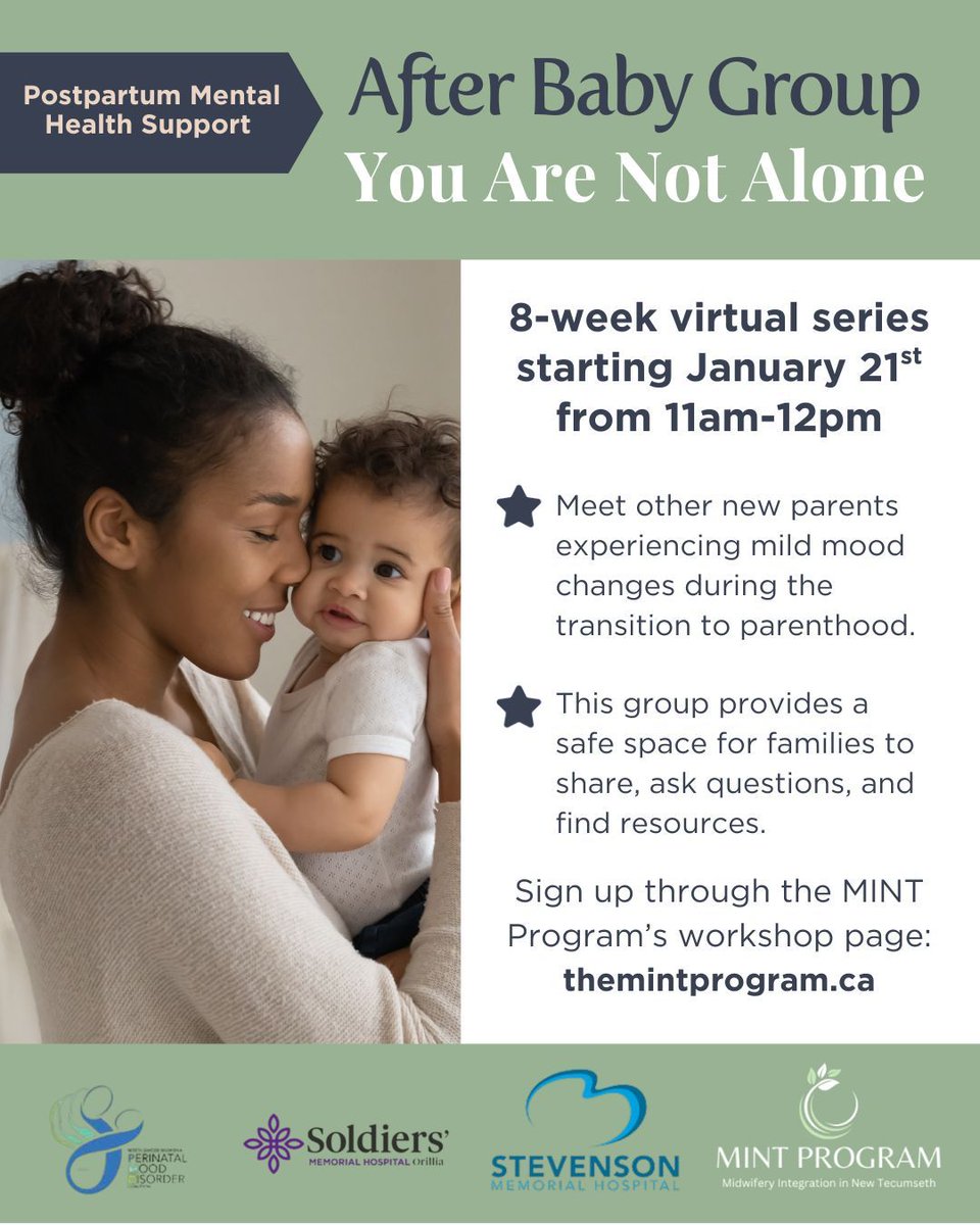 WCHealthNetwork's tweet photo. π€ New parents: Youβre not alone. Join After Baby Group, an 8-week virtual program supporting postpartum mood changes. Connect, share, and access resources.
ποΈ Starts Jan 21 | β° 11am
π Learn more: https://t.co/qGYvQ24h6E
#PostpartumSupport #MaternalMentalHealth #WCHN https://t.co/7LDZsOzCnq