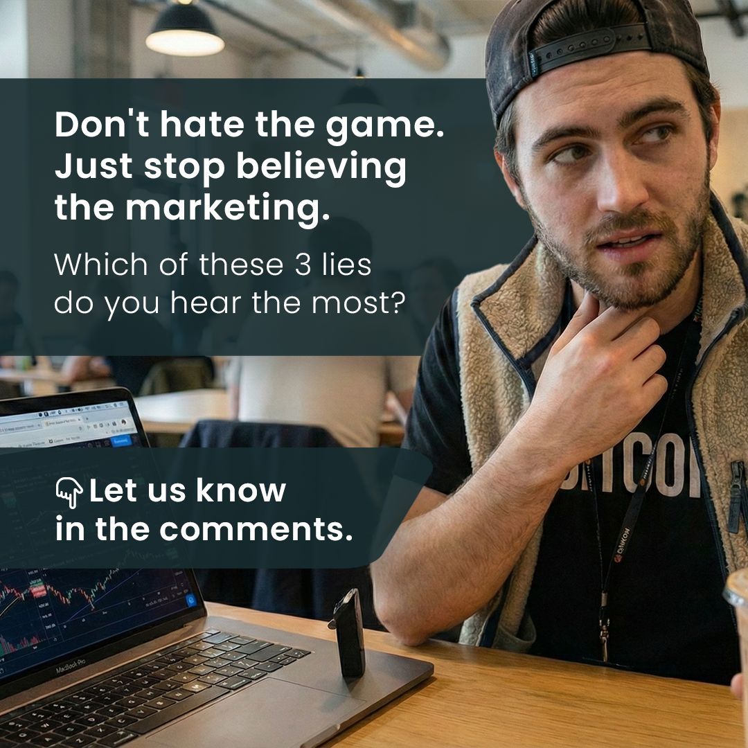 Newma_Capital's tweet photo. Crypto isn’t a fairytale.
And it was never meant to be.

Stop believing the marketing. 
Which of these lies do you hear the most? 👇

⏳ Tomorrow’s Wealth Starts Today.
#Newma #Crypto #Trading #CryptoEducation https://t.co/tW6I4ur3qU