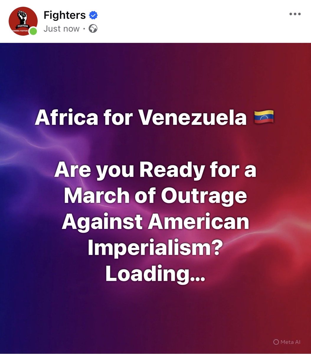 EFLFighters's tweet image. Africa for Venezuela 🇻🇪 

Are you Ready for a March of Outrage Against American Imperialism?
Loading…