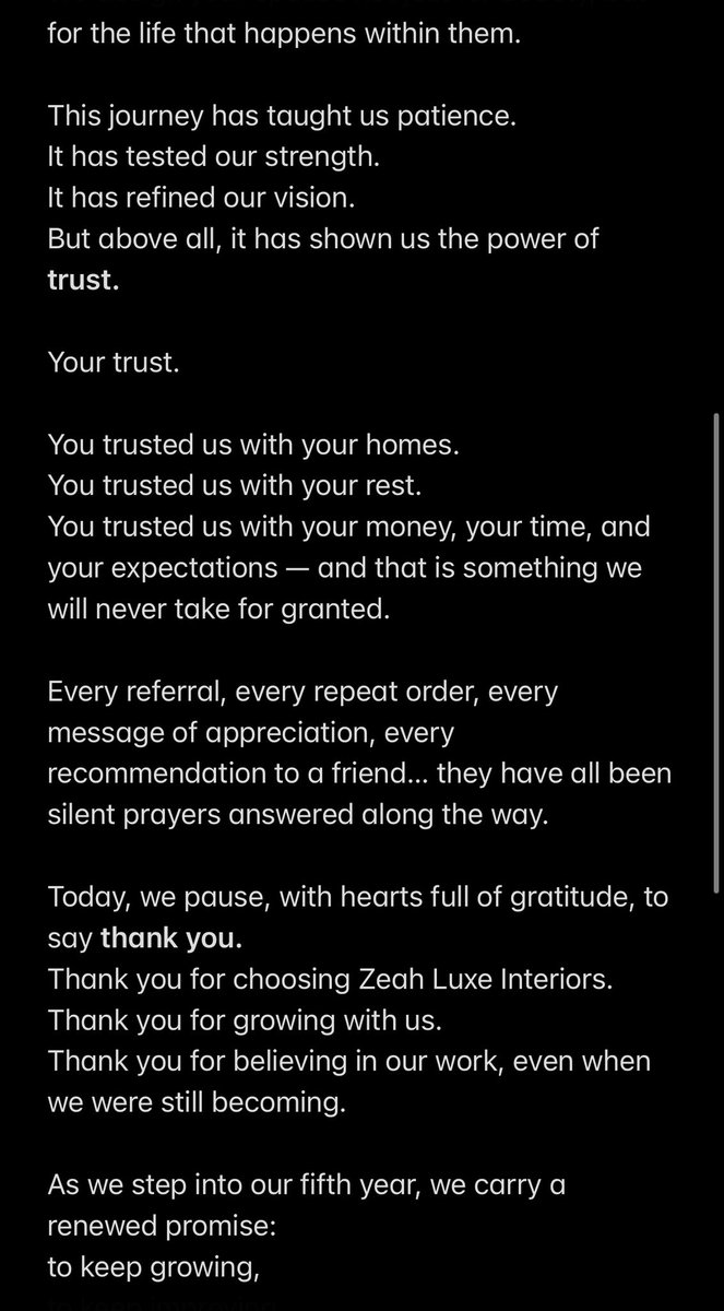 simply_zeah_'s tweet photo. 4 Years of ZEAH LUXE INTERIORS😊🛌
4 years of Designing Spaces 🏡🏠and Serving Premium Comfort🛌🥰
Thank you for Growing with us🙏🥰
Cheers to getting more Better🥂 https://t.co/jHiSLhMJTj