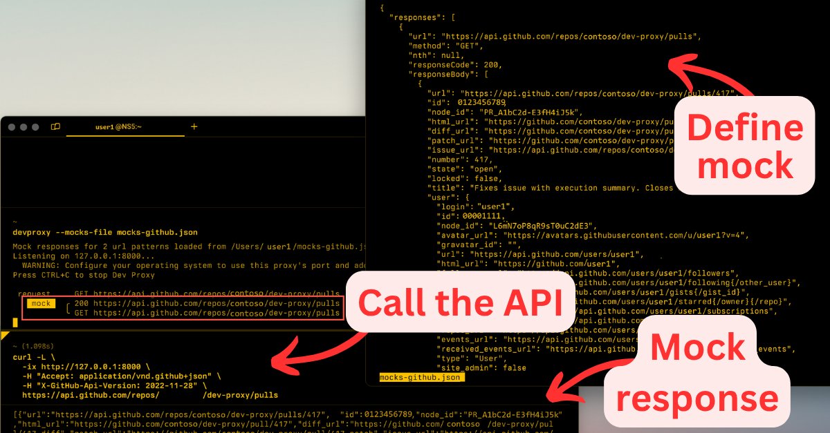 waldekm's tweet photo. Test against consistent data without hitting real APIs. Offline too. Use the #DevProxy MockResponsePlugin to return predefined responses for matching URLs.

Check it out: https://t.co/bszbrIKFtN https://t.co/UvIQVtsK2g