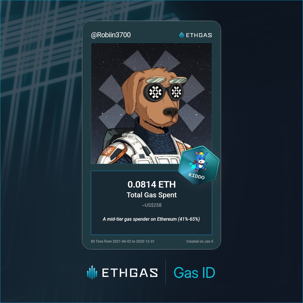 Leveled up in the Great Gas Reckoning with ETHGas! 💪

Kiddo Jack status: 0.0814 ETH gas spent, 25 Beans earned—supporting the Gasless Future!

Claim your Gas ID at ethgas.com/community/gas-…