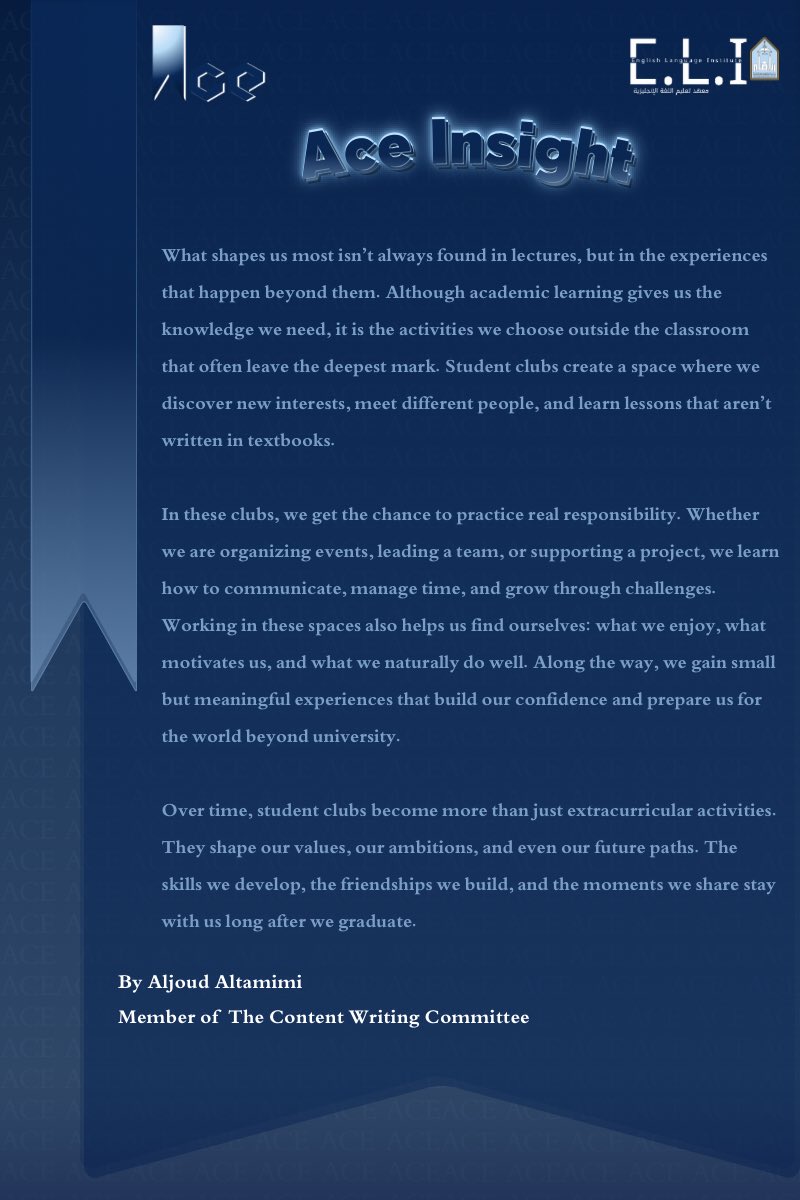 English grows and creativity flows at ACE!  💫
- By Aljoud Altamimi