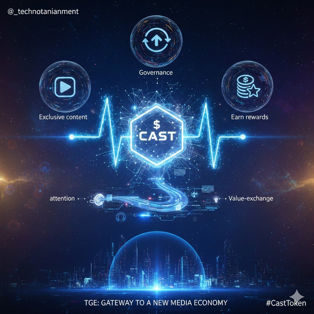 h4nnahdiaz's tweet image. The $CAST token is the heartbeat of @_technotainment  ecosystem. Use it to unlock exclusive content, participate in governance, and earn rewards for your engagement. We’re turning "attention" into a value-exchange. The TGE is the gateway to a new media economy. #CastToken