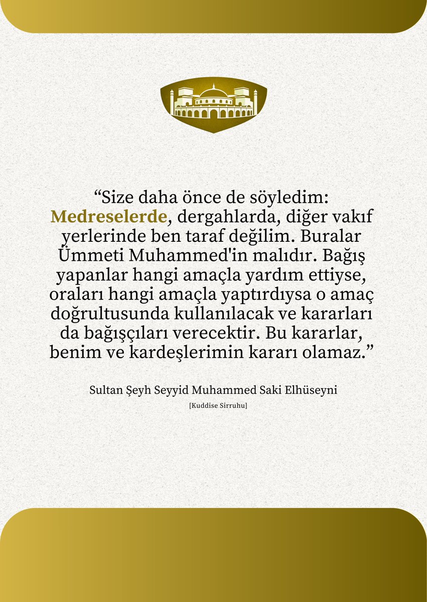 Vakıf yerleri üzerindeki kararlar o yerlerin bağışçılarınındır, bizlerin değil.