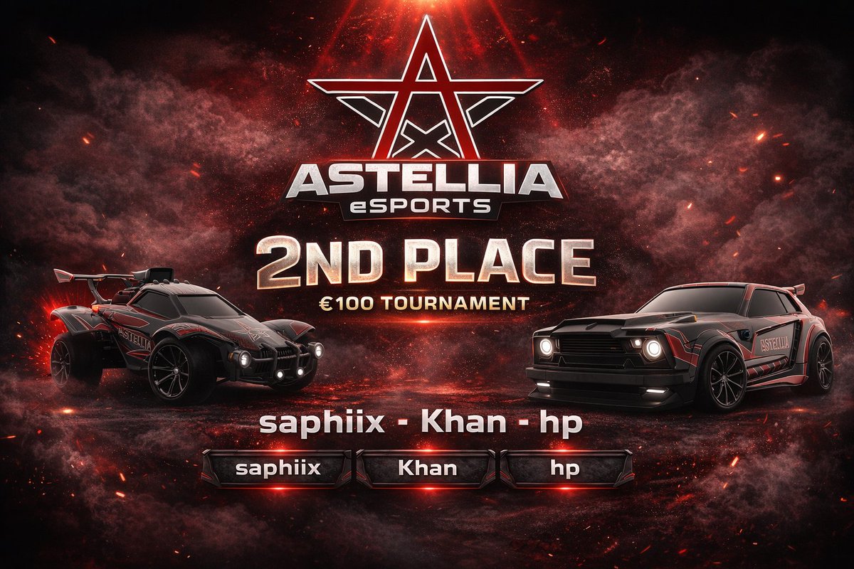 First tournament. First top result!
Our main team finished 2nd at the <a href="/peakesportss/">PEAK eSports</a> €100 tournament.
A strong start under Astellia – we’re confident about what’s ahead.

Well done! <a href="/saphiix_/">saphiix</a>  <a href="/khanrl__/">Khan</a> <a href="/hprl_/">hp</a>