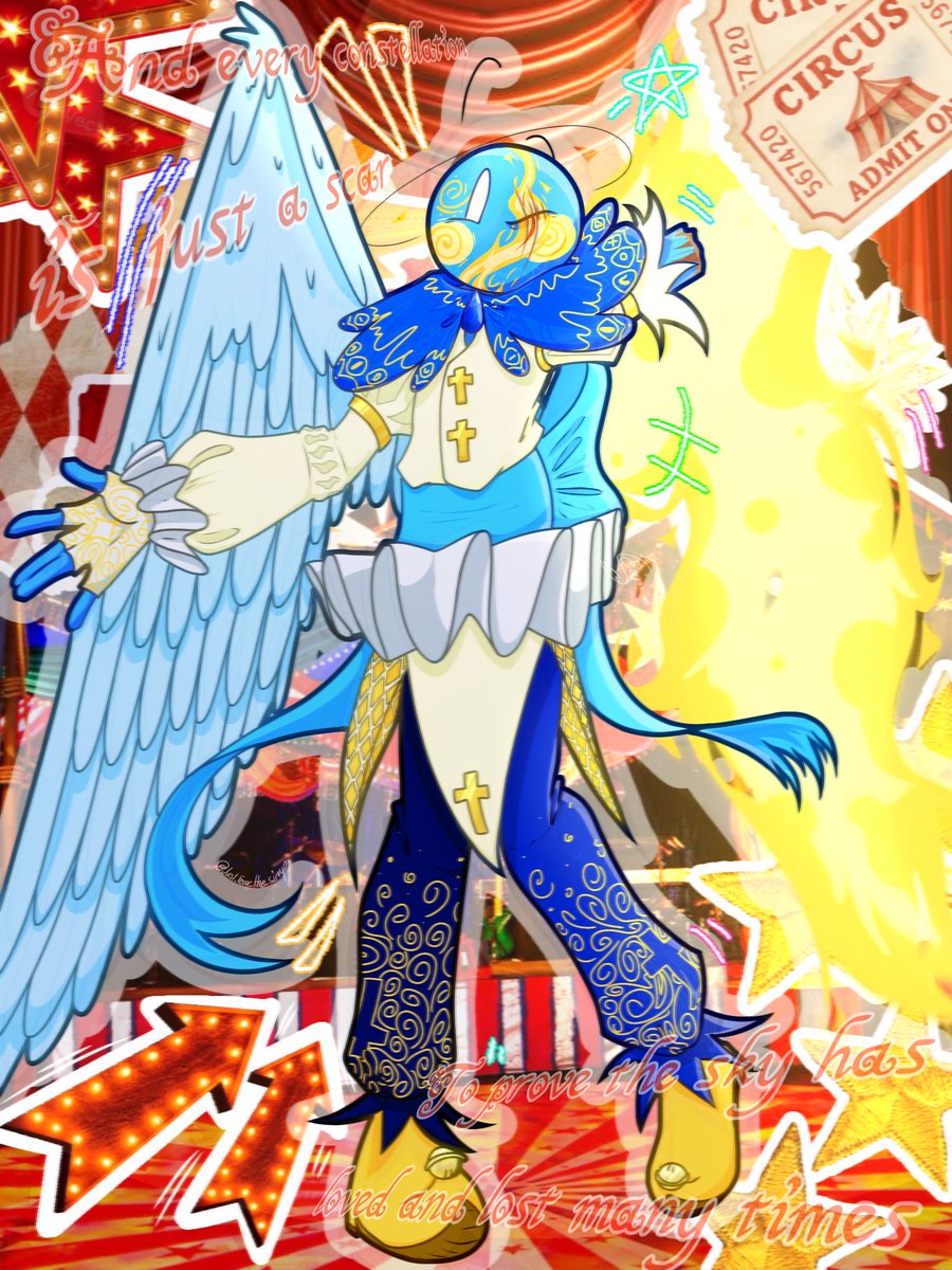 Fear_Simp's tweet photo. 🎪🎟️-And every constellation is just a scar, to prove the sky has loved and lost many times /lyr-🩵🪽
There’s so much going on.. perfect, just as planned
(Check the replies for a clearer version of my take on Angel’s circus design :3 )
#cryoverse #cryoverseafterlife #cryospace https://t.co/290oOONy9e