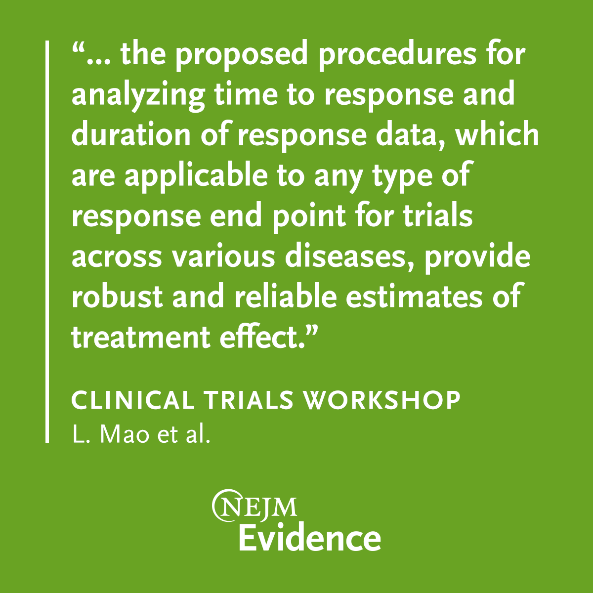 NEJMEvidence's tweet image. Clinical Trials Workshop: “Evaluating Treatment Effects with Patient-Response–Related Outcomes in Comparative Clinical Trials” by L. Mao et al. eviden.cc/4a1A3uu 

#Biostatistics