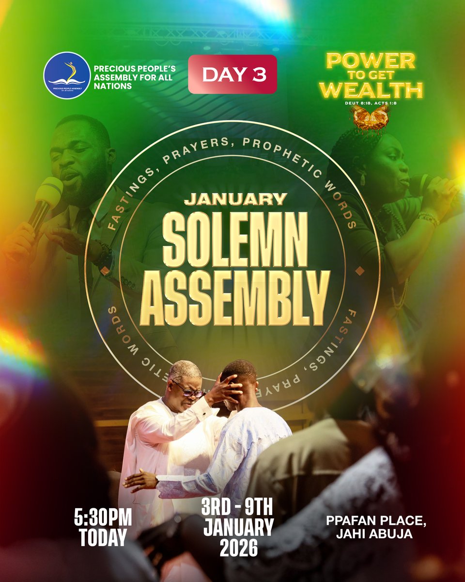 PPAfanabuja's tweet image. DAY 3 🔥 

God is still speaking and hearts are being positioned.

Join us as we seek His will for 2026 through prayer and fasting.

🕠 5:30 PM | Today 
📍 PPAFAN Place 

#PowerToGetWealth
#YearOfPower
#KingdomWealth
#HolyGhostPower
#PPAfanAbuja
#PstSamOtenaike