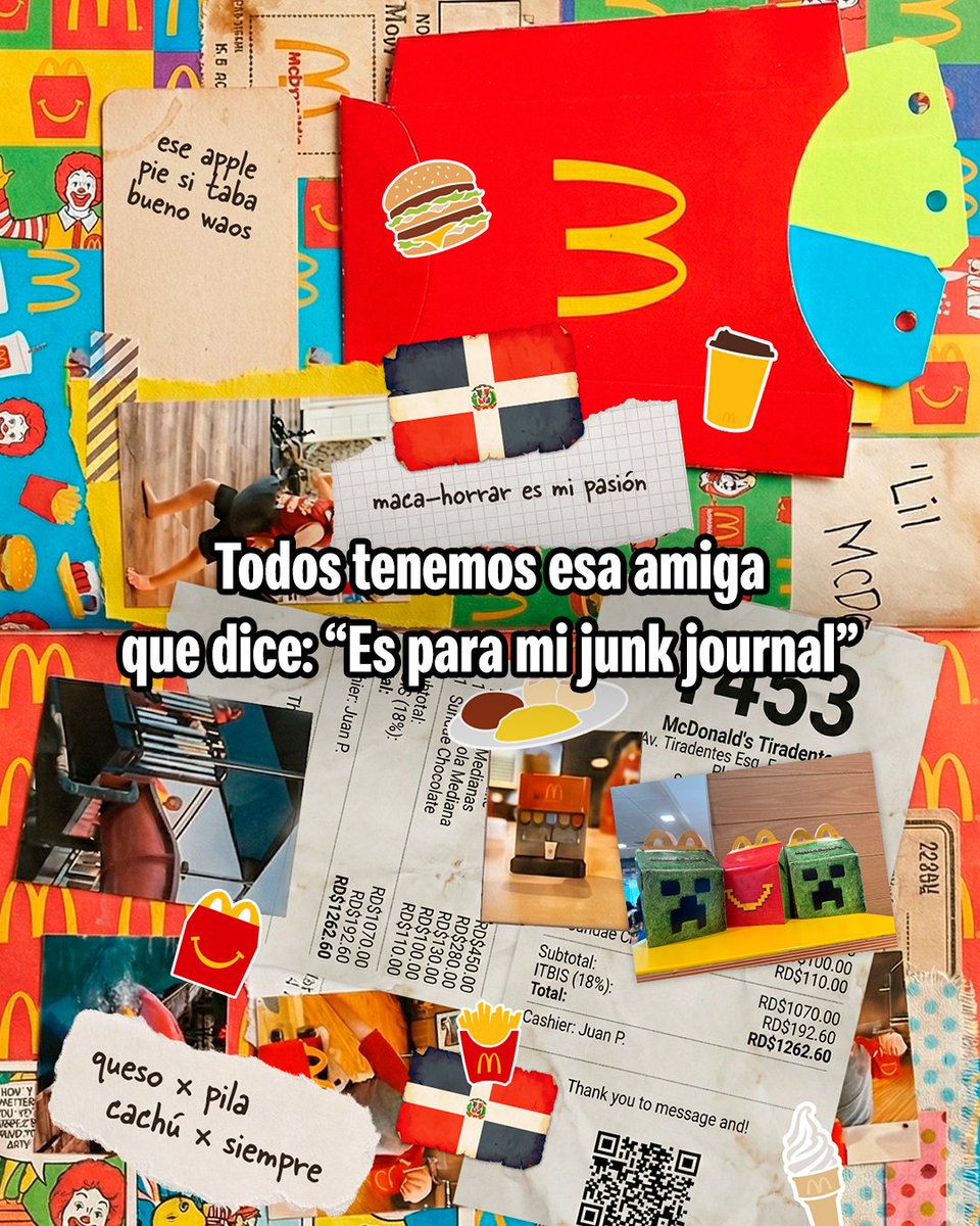 Después de comer, lo que se queda son los recuerdos.

Y algunos los guardan en su junk journal. 🧾✨

👉 Cuéntanos, ¿has hecho uno o conoces a alguien que sí?

#VivirAloMAC #McDonaldsRD #McDonalds #MeEncanta