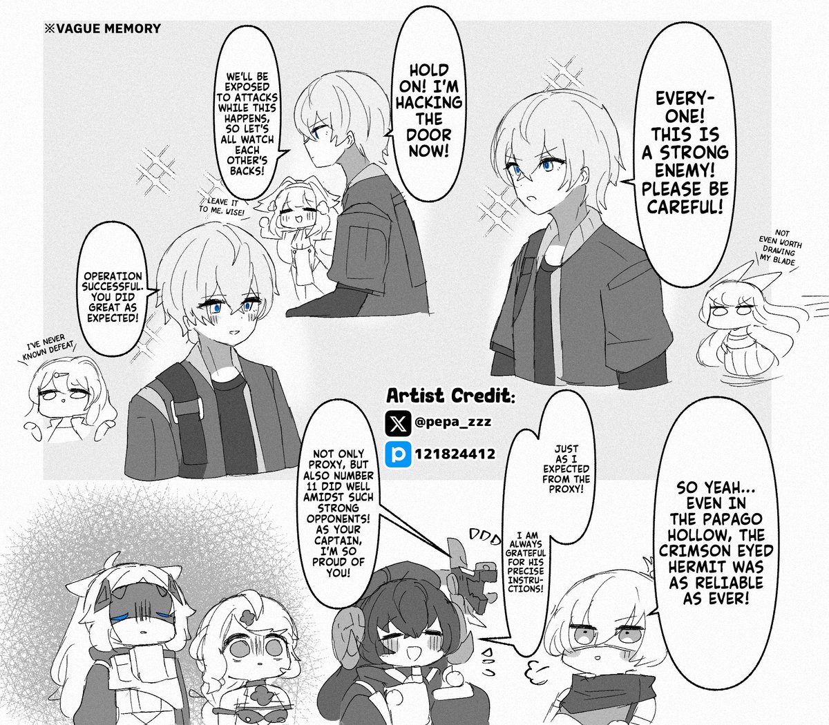 raymnd_x's tweet image. The story Soldier 11 told to the Obol squad about how cool Wise was during the multiplayer event
Transation and typeset into EN by me