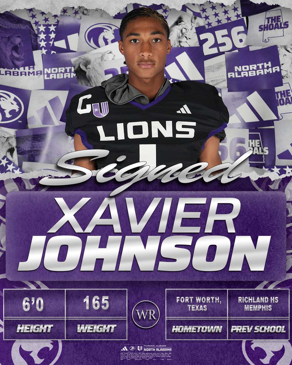 UNAFootball's tweet image. Xavier Johnson is in #ThePrideof26 ✍️

🏈 WR
📍 Fort Worth, Texas
🏫 Richland HS
✌️ University of Memphis

#NSD26 | #RoarLions 🦁
