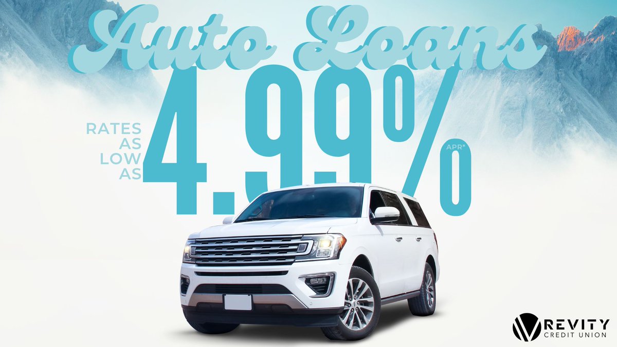 Revity_CU's tweet image. Dreaming of a new ride? With auto loan rates starting at just 4.99% APR*, your dream car is closer than you think! Apply online today at RevityCU.com and hit the road in style.
