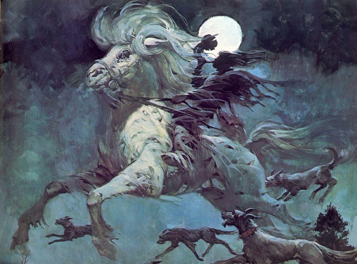 dreamerbook's tweet image. 'The Wild Hunt of Odin' by Henri Lievens, c. 1960