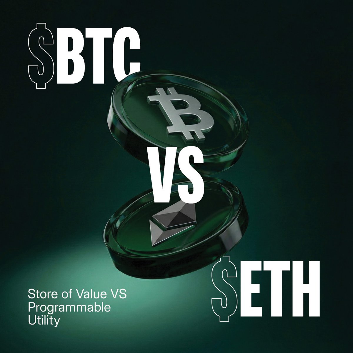 BTC ≠ $ETH — and that matters. Bitcoin was designed as a store of value:  scarce, predictable, and intentionally hard to change. Ethereum was built  for smart contracts: flexible, programmable, and constantly