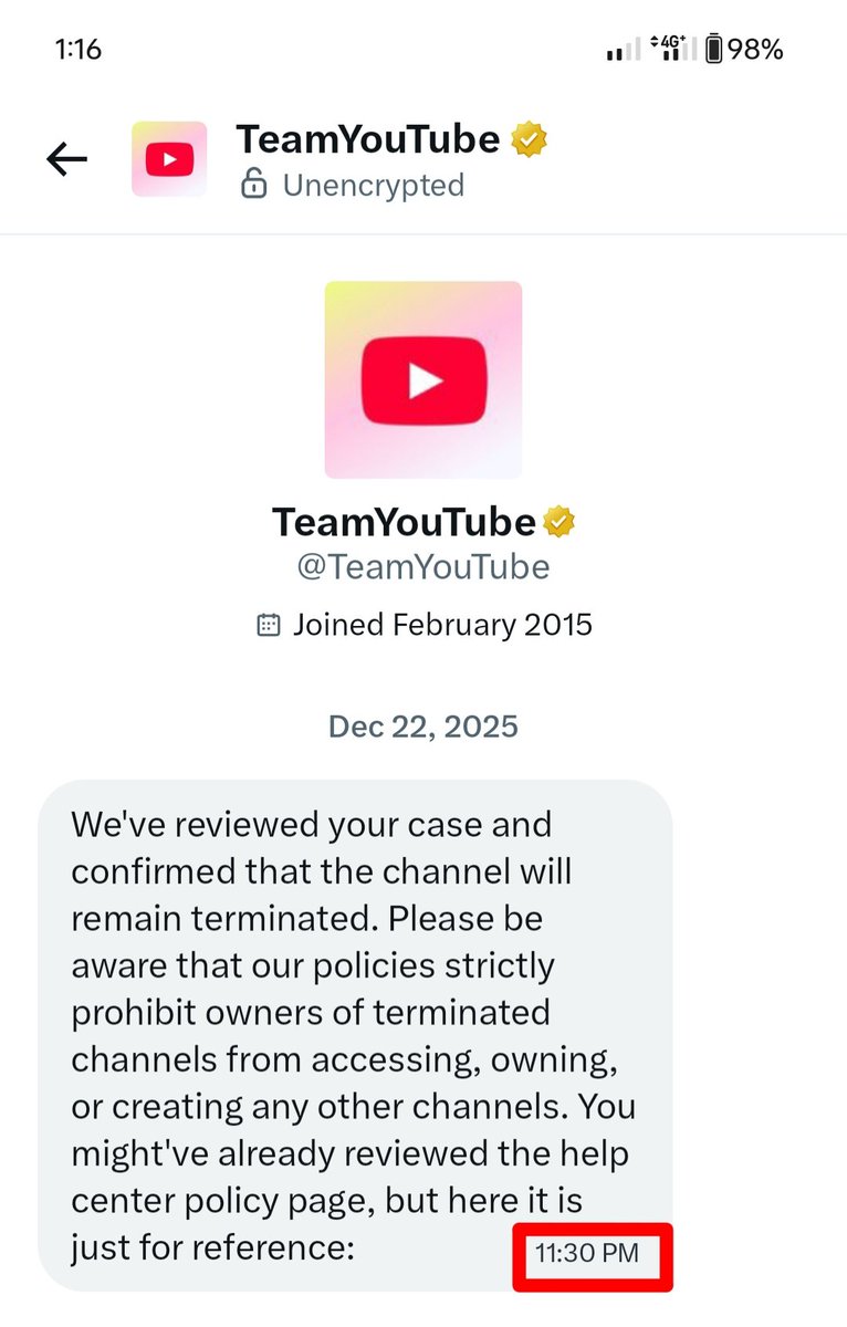 MRasel32362's tweet photo. My Case ID [4-2343000038514] is stuck in a bot loop for 227+ days! 🛑
​@TeamYouTube, I have proof of innocence, but I only get AI replies in 6 MINS! 🤖 I need a HUMAN to look into this case.
​#YouTubeError #JusticeForCreators @YouTubeIndia @YouTubeInsider 1/2 https://t.co/JY3DeUjq05