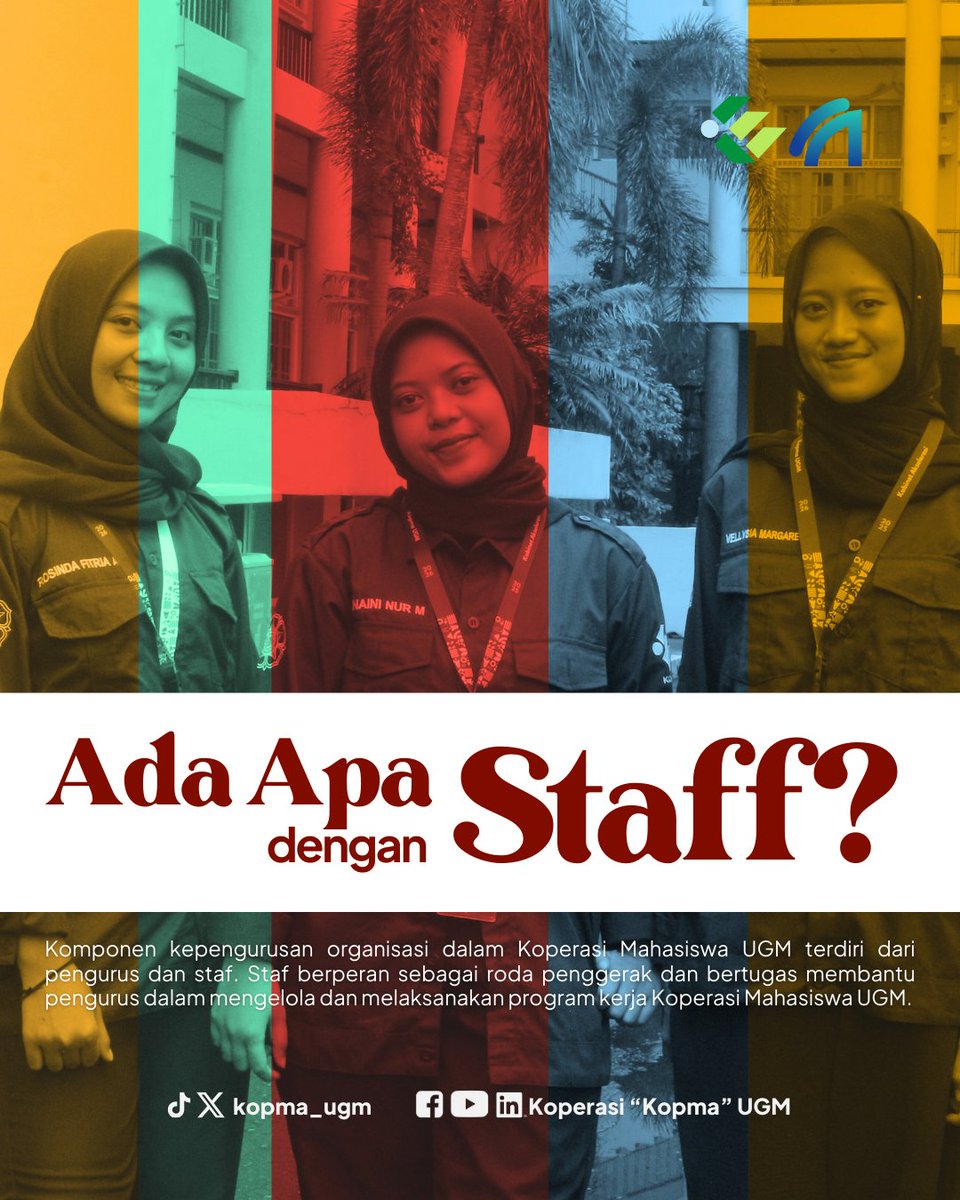 kopma_ugm's tweet photo. ✨[OPEN RECRUITMENT STAFF KOPMA UGM 2026/2027]✨
CALLING FOR MAHASISWA UGM
Pengen berorganisasi, belajar bisnis, tapi pengen memperluas relasi juga? This is your calling! Pantau terus dan jangan sampai ketinggalan untuk menjadi BAGIAN dari STAF KOPERASI MAHASISWA UGM 2026/2027. https://t.co/pxemabzleG