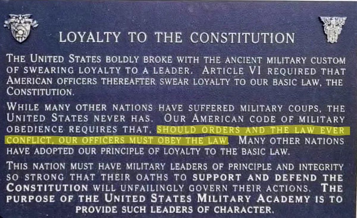 <a href="/SecWar/">Secretary of War Pete Hegseth</a> Plaque at West Point..... At no time did Kelly say to disobey a lawful order.